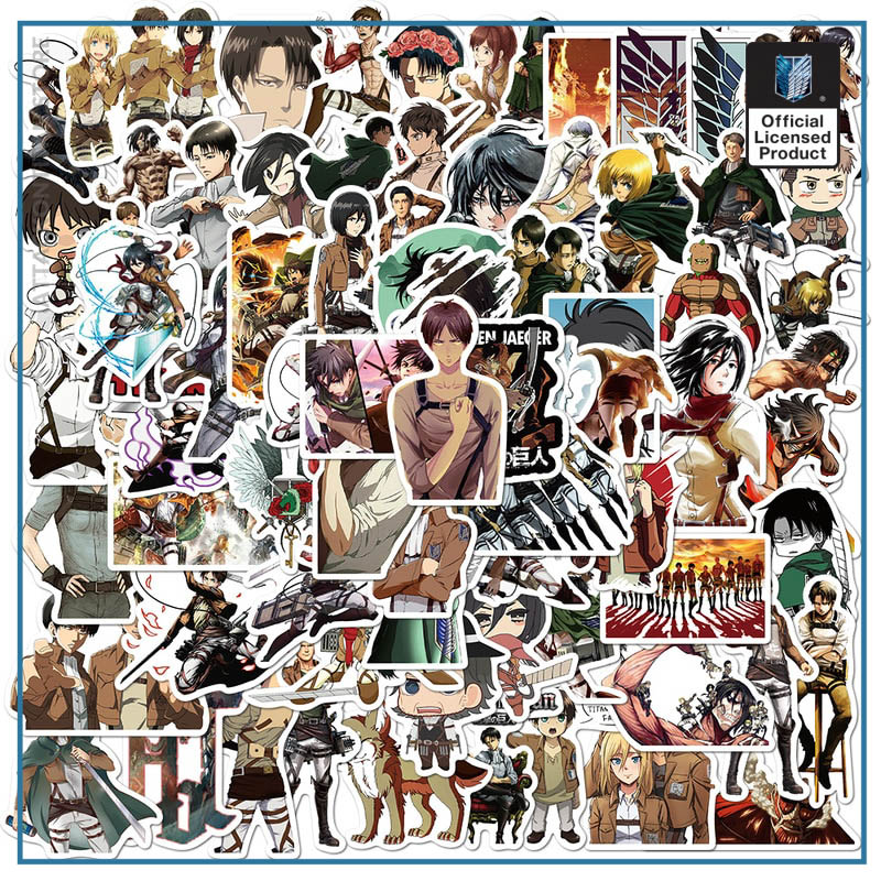 100Pcs Set Attack on Titan Anime Sticker Cartoon Sticker for Skateboard Motorcycle ScrapbookDiy Toy Laptop Snowboard 6 - Attack On Titan Store