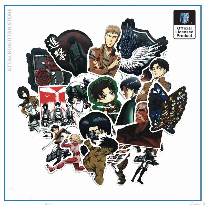 42Pcs lot Japanese Anime Attack on titan Mikasa Levi Eren Stickers For Car Phone Luggage Laptop 6 - Attack On Titan Store